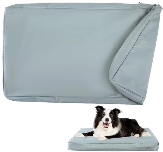 Hoes di ricambio per lettino per cani, 100% impermeabile, lavabile, rimovibile, con cerniera (grigio, M (92 x 59 x 10 cm))