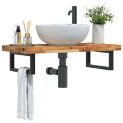 vidaXL Ripiano a Parete per Lavabo in Acciaio e Massello di Acacia