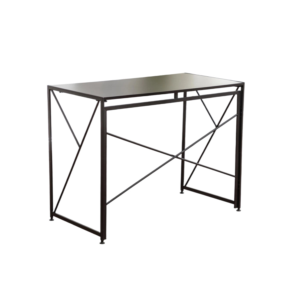 Scrivania pieghevole in MDF nero 99x50x75 cm, salvaspazio e versatile