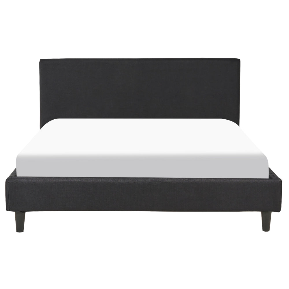 Letto matrimoniale in tessuto nero con rete a doghe 140 x 200 cm stile contemporaneo