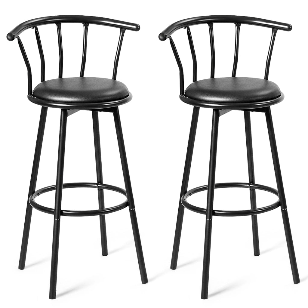 Set di 2 sedie da bar con poggiapiedi Sgabello alto ergonomico, 102x39x39cm Nero-Sgabelli da bar