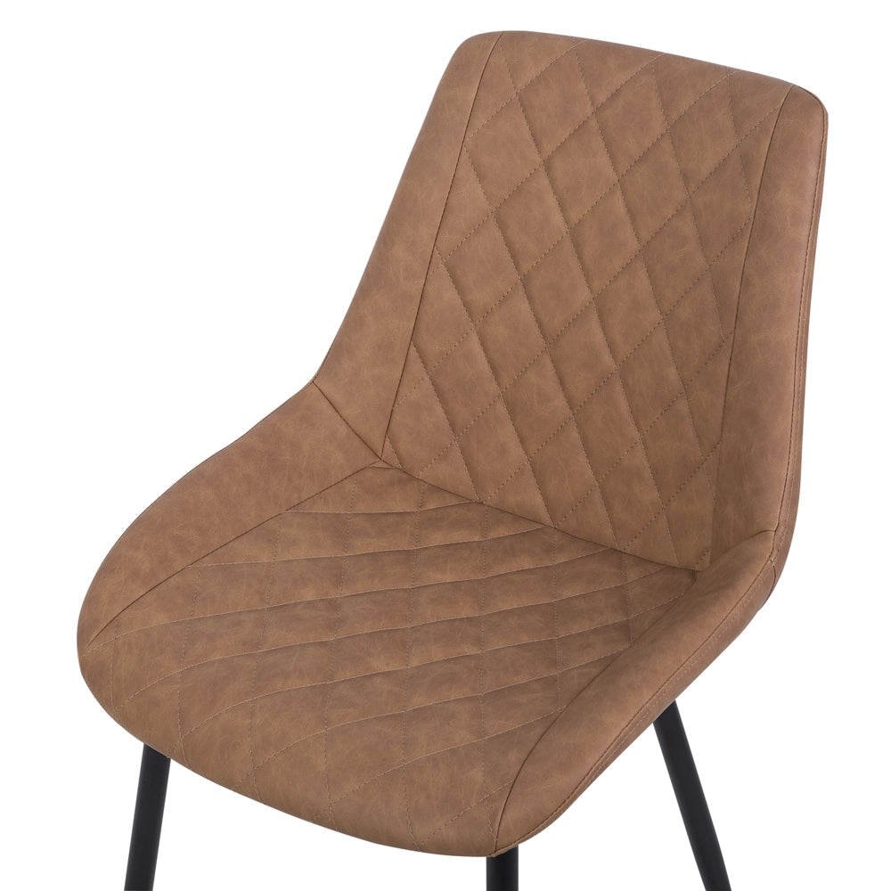 Set di 2 sedie da pranzo Cucina con rivestimento trapuntato in ecopelle marrone dorato