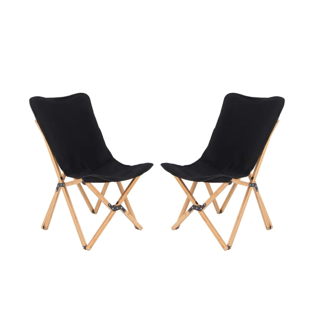 Set di 2 sedie da giardino pieghevoli 52 x 72,5 x 92,5 cm comode portatili design moderno in bambù nero 20_0012449