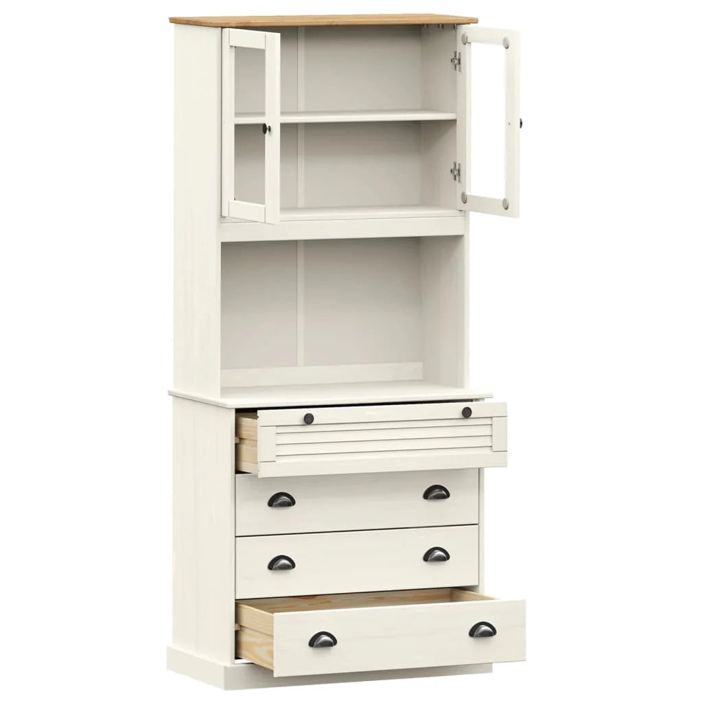 Buffet credenza cassettiera armadio mobile contenitore organizer cucina soggiorno salotto alto 80 x 40 x 176 cm legno massello di pino bianco 02_0035662