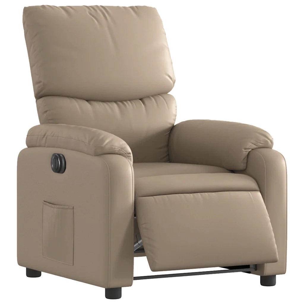 Poltrona | Sedia Relax Reclinabile Elettrica Cappuccino in Similpelle