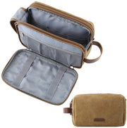 Toilette per uomini, toilette da viaggio, borsa cosmetici con chiusura a doppio scollo, grande capacità di stoccaggio, 5L in kaki