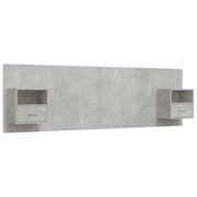 Testiera | Testata Letto con Comodini in Legno Multistrato Grigio Cemento