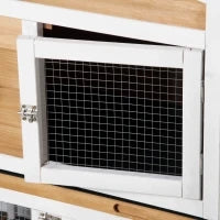 Gabbia per Piccoli Animali con Recinto Esterno Rampa Tetto in Asfalto Legno Abete Nero + Bianco + Naturale