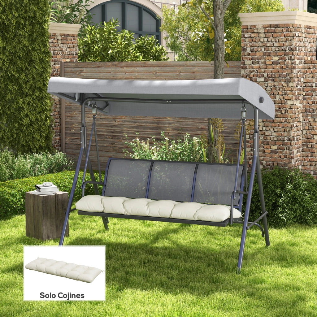 Cuscino per Panchina da Giardino o Dondolo ¨C zephmum ¨C Crema 128x48x8 cm
