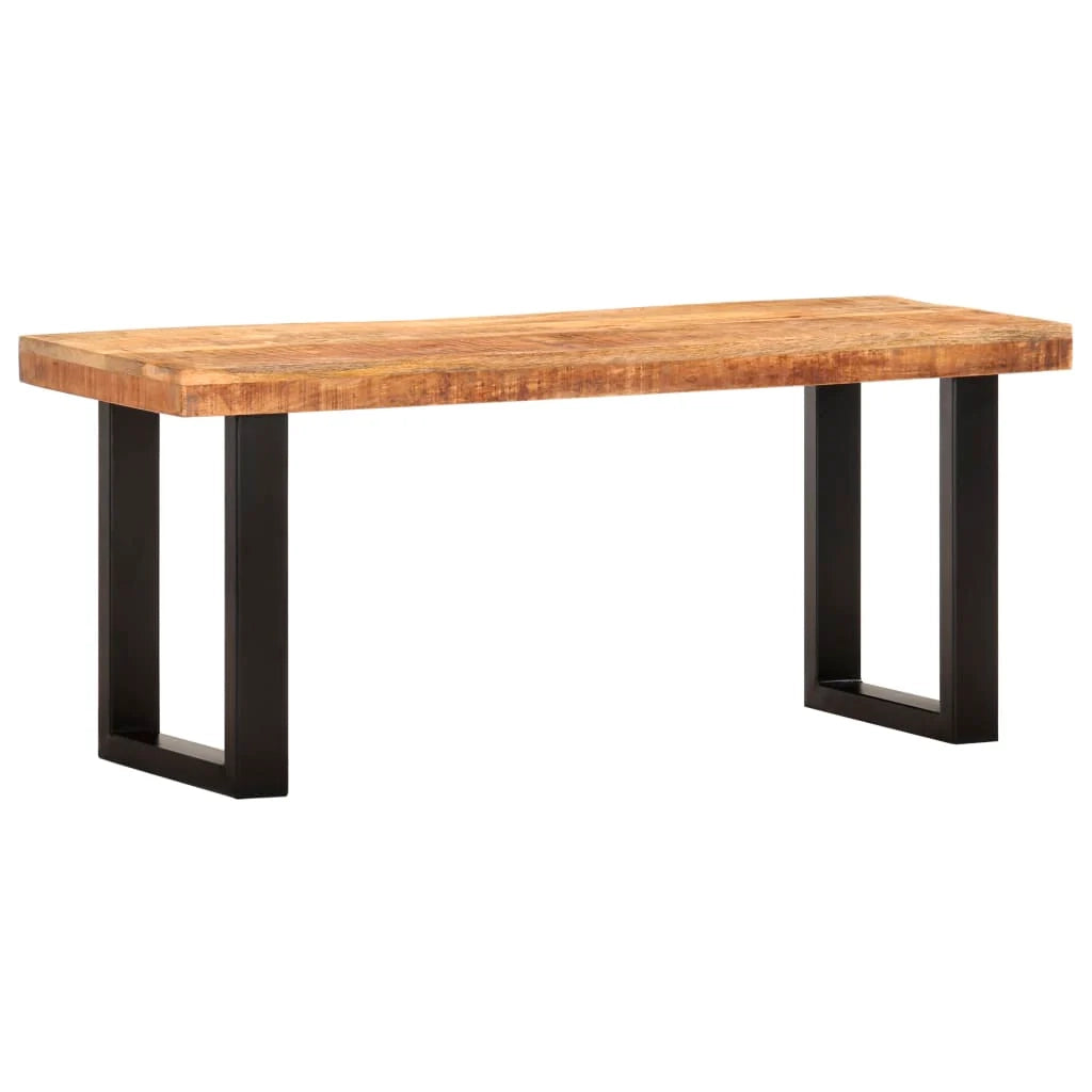 Panca 110 x 35 x 46 cm legno massello di mango grezzo e acciaio 02_0010929
