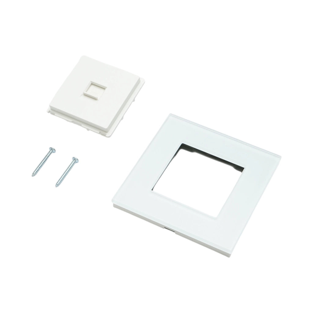 Presa internet CAT6 RJ45, cornice in vetro bianco 86x86mm
