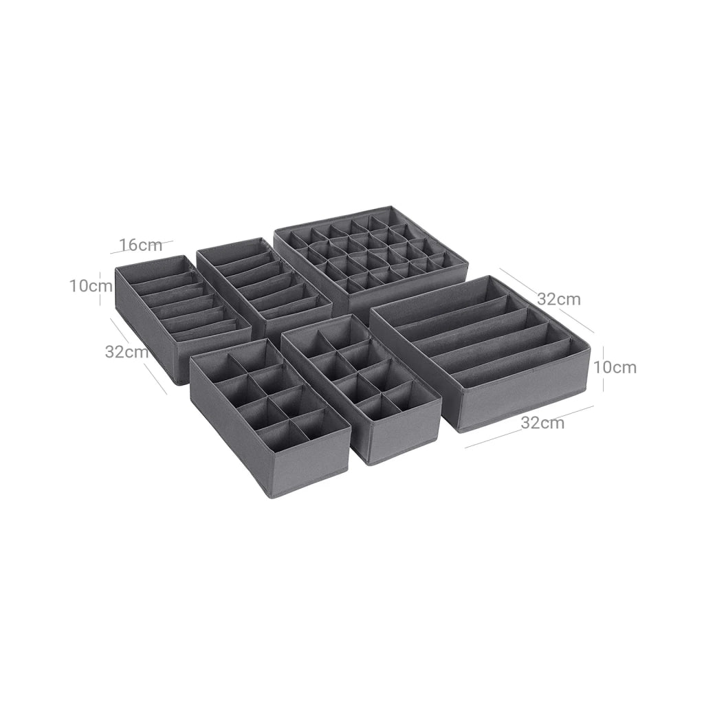 Contenitori pieghevoli per biancheria intima set di 8 divisori per cassetti organizer per cassetti per mutandine reggiseni calzini cravatte grigio 12_0004485