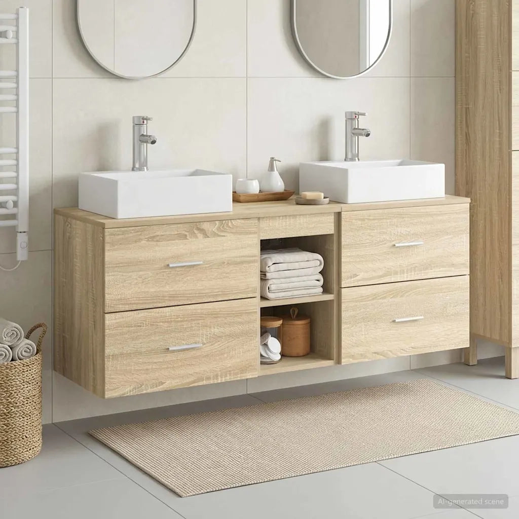 Set di Armadi da Bagno 3 pz Rovere Sonoma 49,5 x 41 x 62,5 cm 3405837