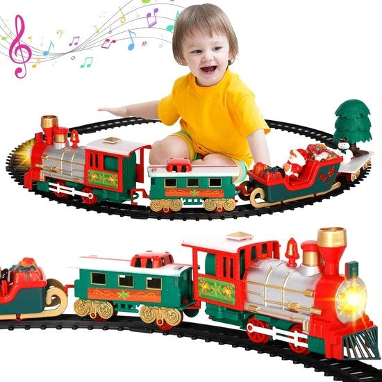 Treno di Natale elettrico - Treno di Natale elettrico - Treno intorno all'albero di Natale - Decorazione di Natale a vapore - Treno di Natale giocattolo - Treno di Natale con luce e suono - Decorazione di Natale - Accessori del villaggio di Natale
