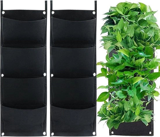 Set di 2 contenitori verticali per piante - per interni ed esterni - 4 contenitori - nero - velluto
