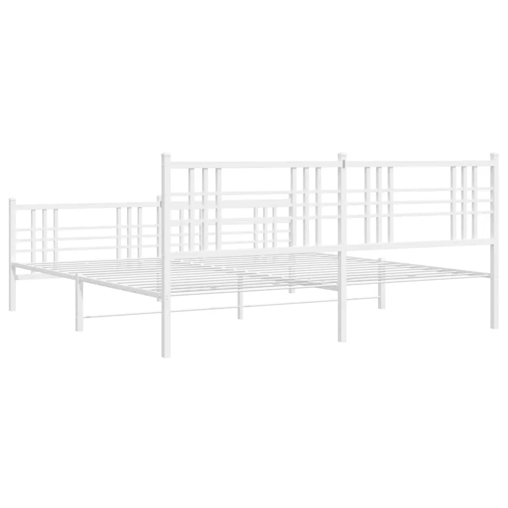 Giroletto con Testiera e Pediera-Struttura Letto Metallo Bianco 200x200 cm 997864