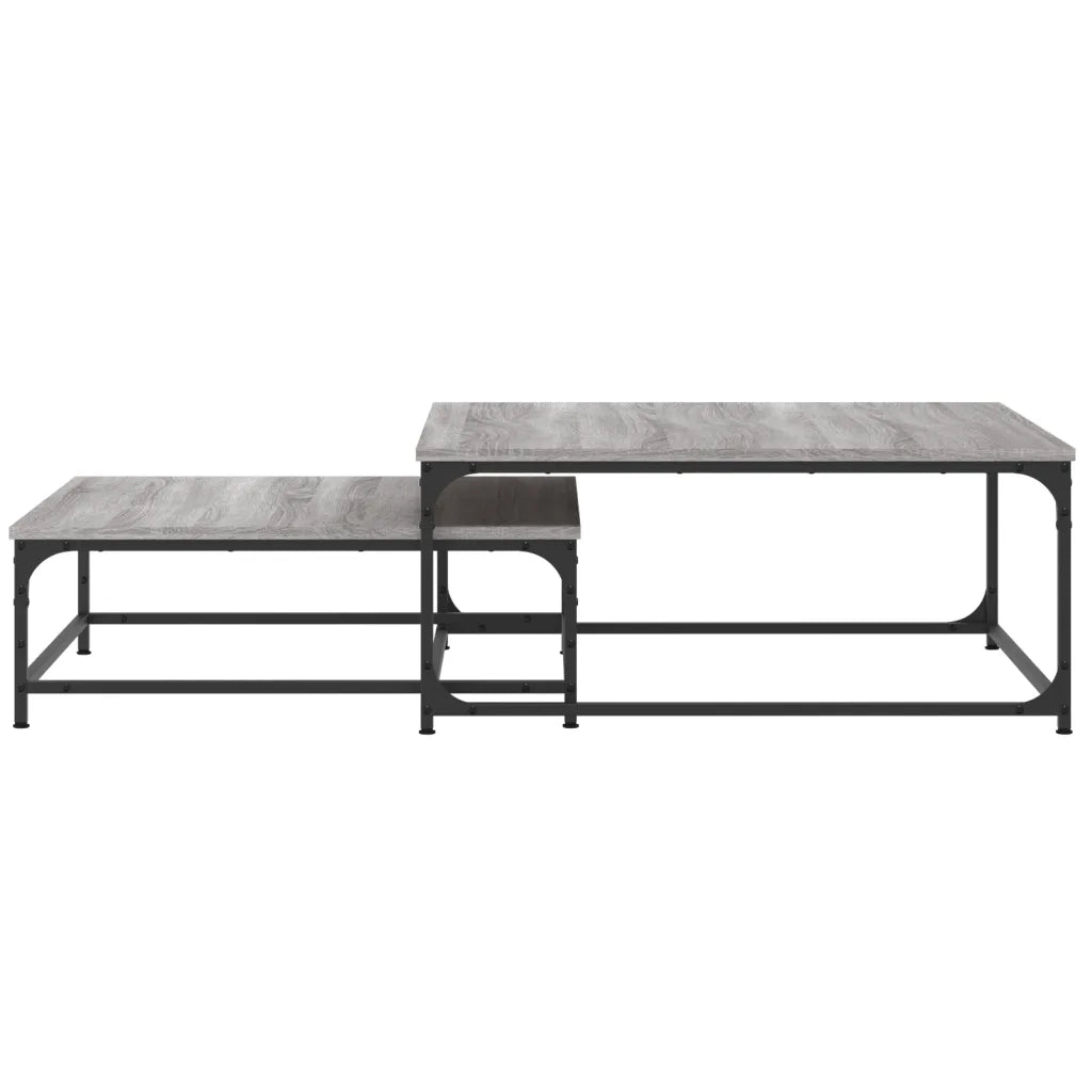 Tavolini Salotto Impilabili 2pz Grigio Sonoma Legno Multistrato 832821