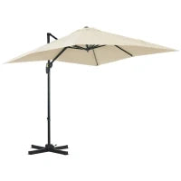 Ombrellone da Giardino con Angolazione Regolabile su 5 Livelli e a 360°, 2.5x2.5 m, color Crema
