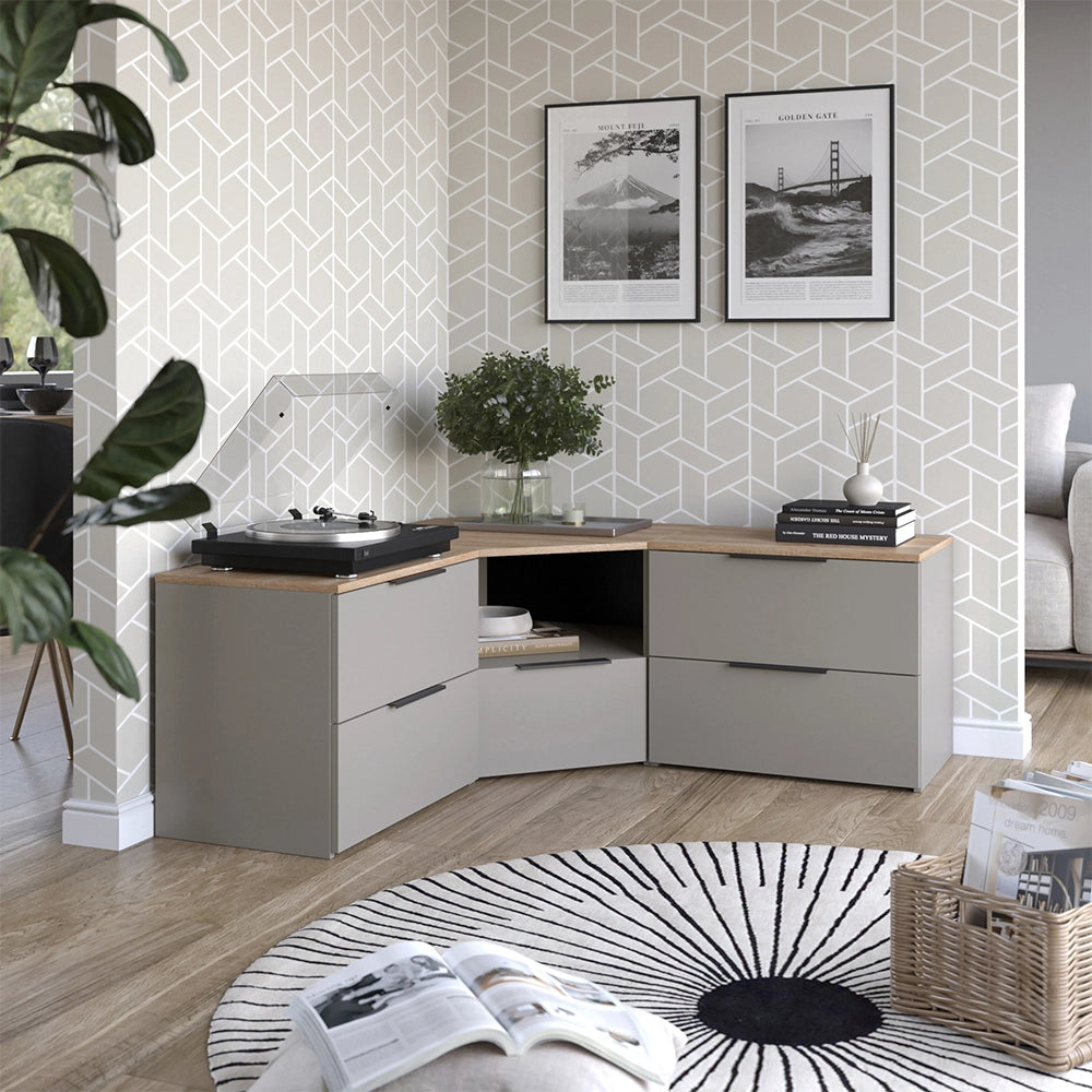 Vicco Parete attrezzata soggiorno Grigio 2 parti