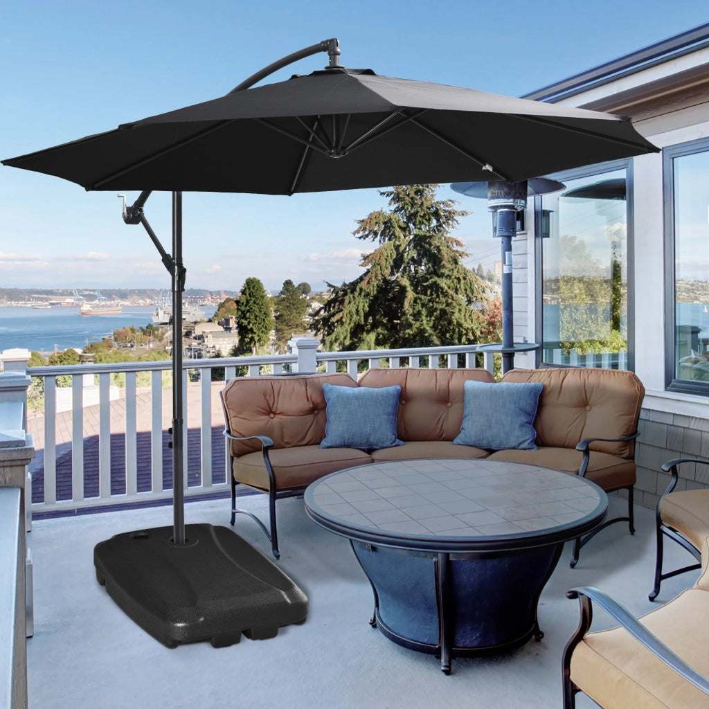 Base per Ombrellone 80x60x17 cm Riempibile fino a 75 kg con Base a T Inclusa Nero