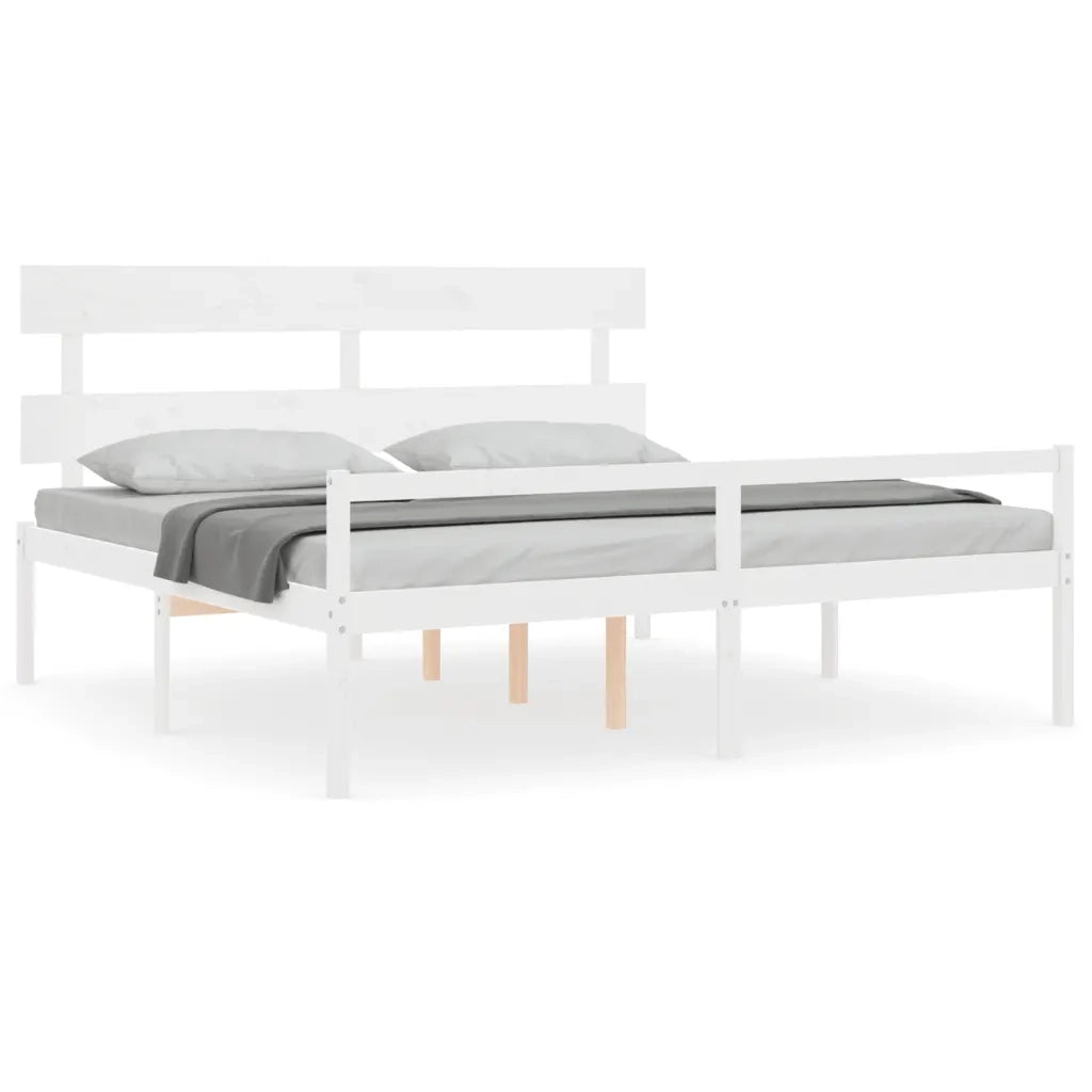 Letto per Anziani con Testiera Bianco 200x200 cm Legno Massello 3195372