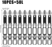 Kit di scheggia Phillips antiscivolo, durezza extra alta, alta durezza, resistente alla fatica, set di trapano elettrico, set di viti e bulloni, confezione da 10 pezzi [50L]