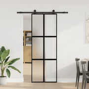 Porta Scorrevole Ferramenta 76x205 cm Vetro Temperato Alluminio 3332959