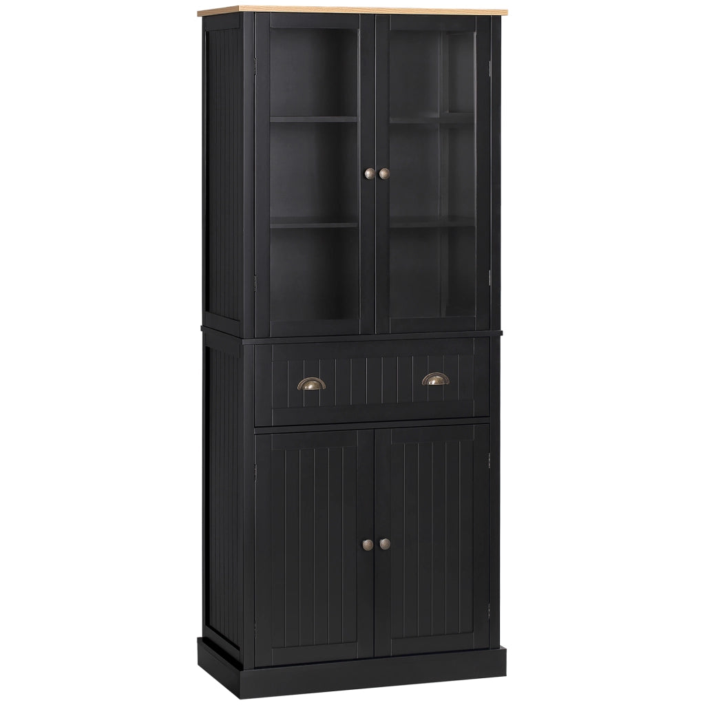 Buffet per cucina ¨C zephmum ¨C 4 ante, 2 vetrate, 1 cassetto, nero