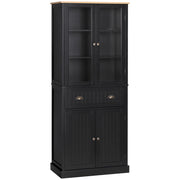 Buffet per cucina ¨C zephmum ¨C 4 ante, 2 vetrate, 1 cassetto, nero