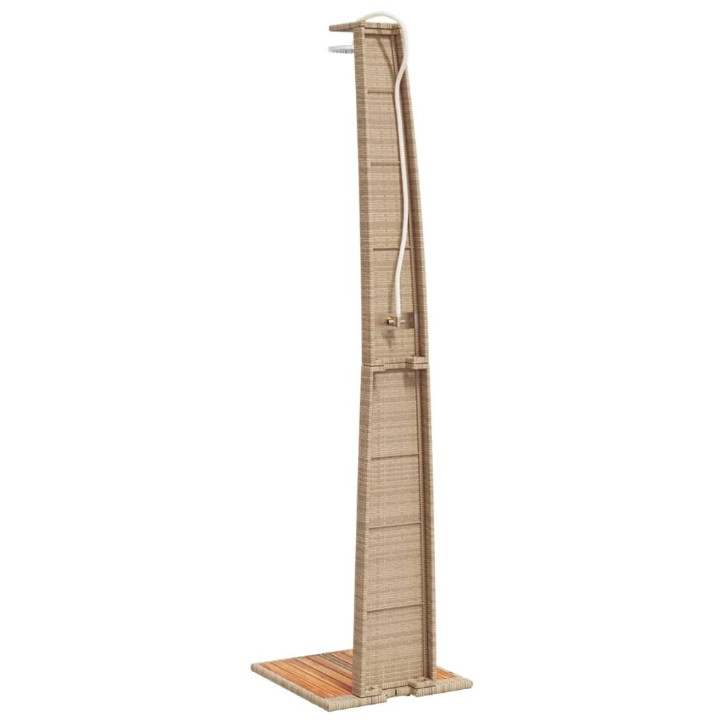 Doccia da esterno beige 55 x 60 x 224 cm resina intrecciata e legno di acacia beige 02_0042032