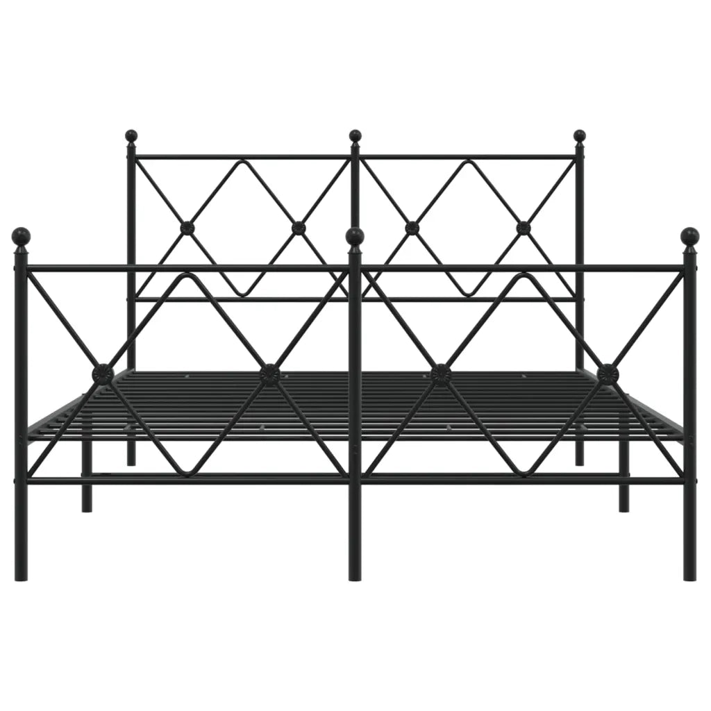 Giroletto con Testiera e Pediera Metallo Nero 120x200 cm 376518