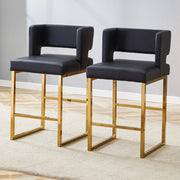Sgabello da Bar 2 Pezzi con Seduta Imbottita e Struttura in Metallo, in PU Nero e Oro, 91,4 cm
