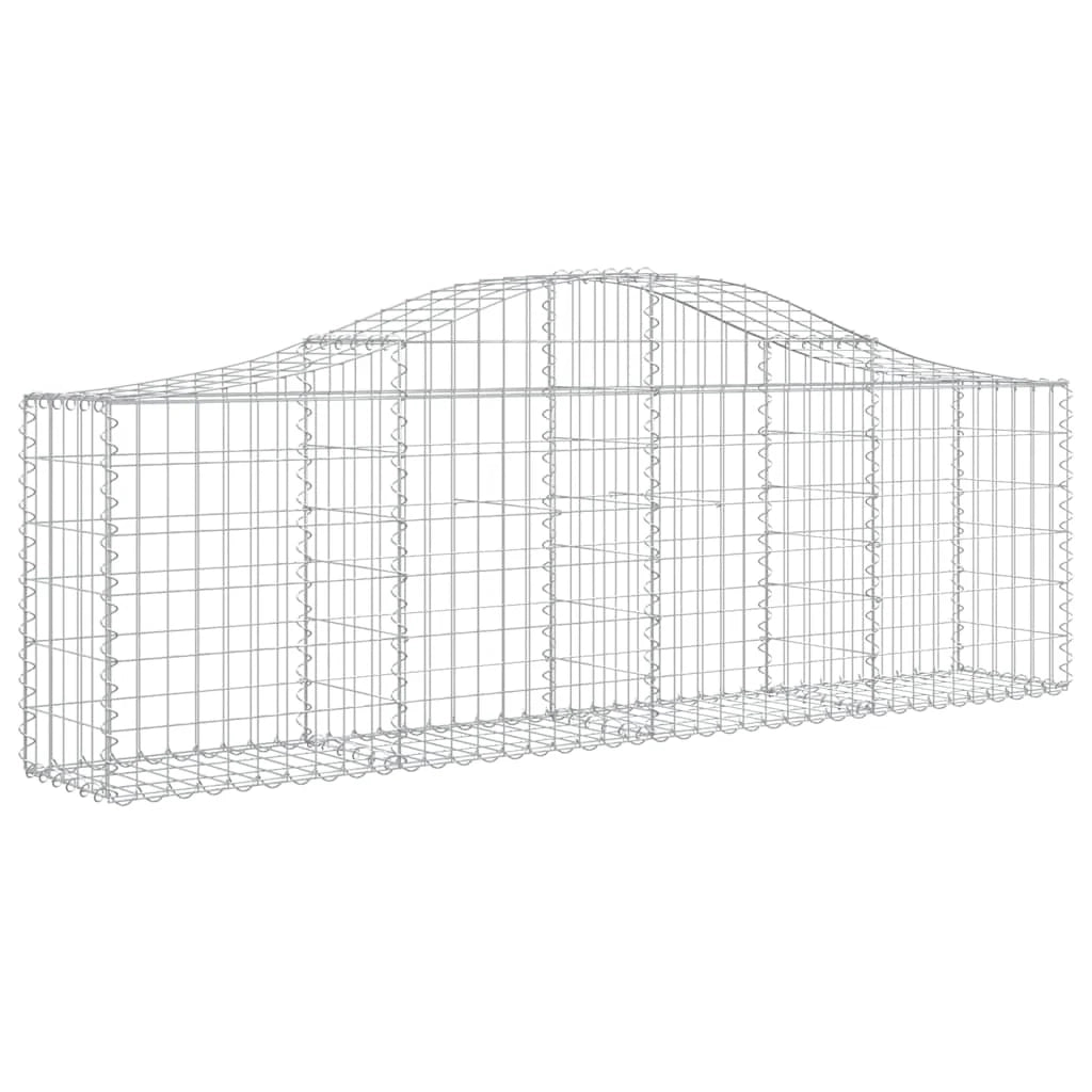 Set di 2 gabbioni ad arco per recinzione gabbia o muro di contenimento 200 x 30 x 60/80 cm ferro zincato argento 02_0041341