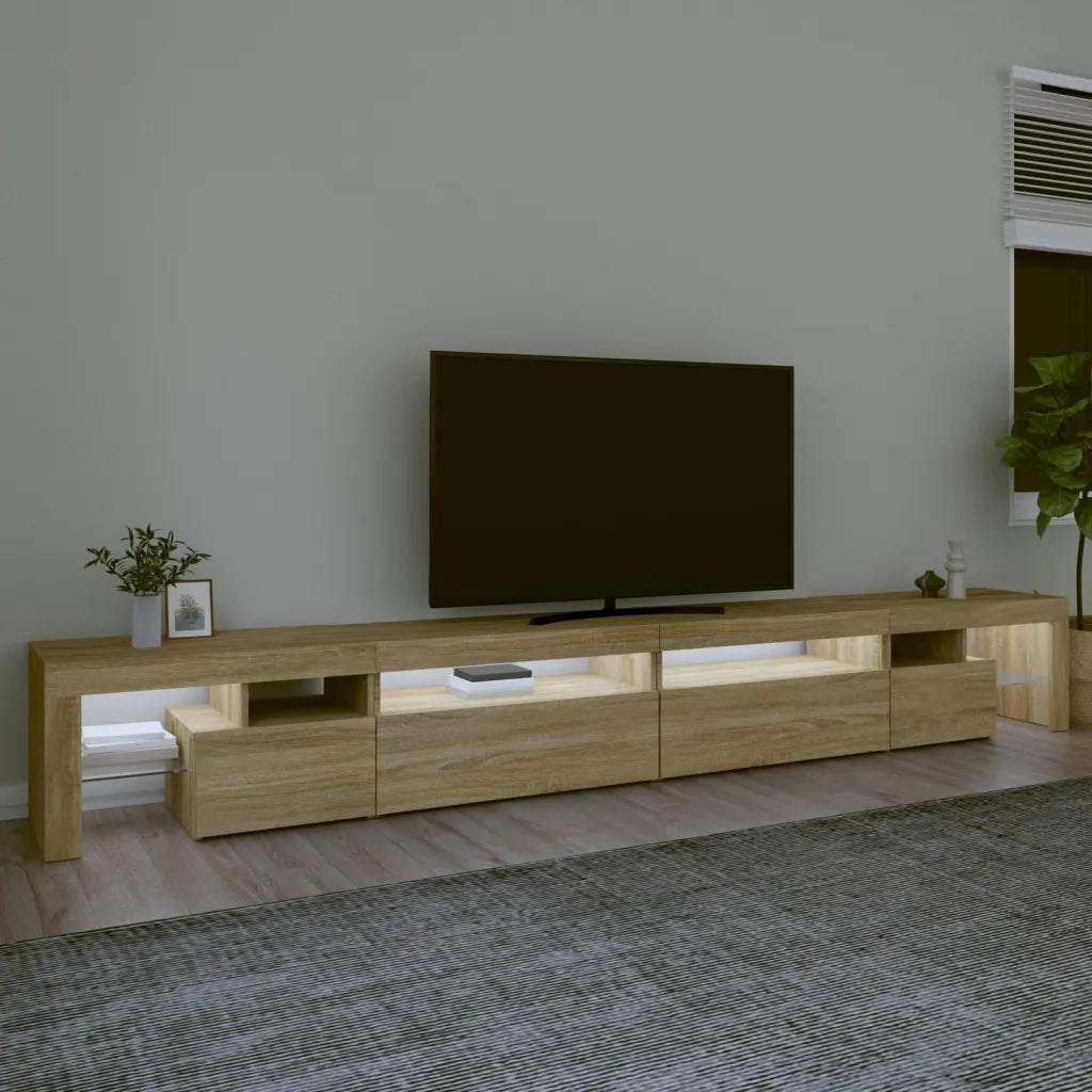 Mobile Porta TV con Luci LED Rovere Sonoma 290x36,5x40 cm 3152804