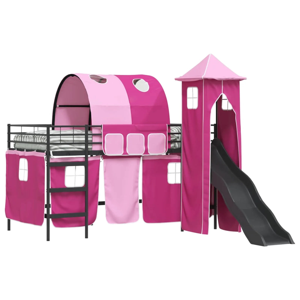 Struttura del letto loft per bambini Nero e rosa 100 x 200 cm