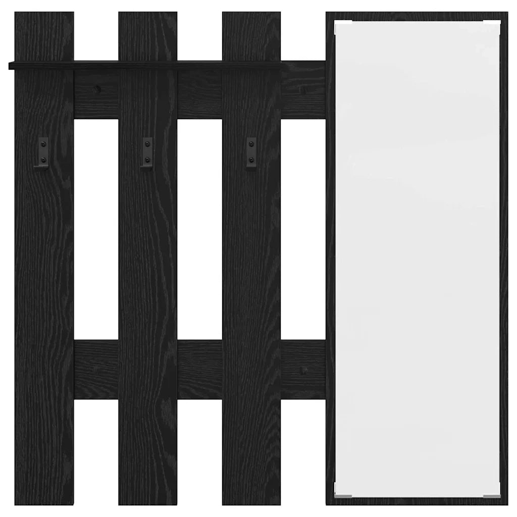 Appendiabiti a muro con specchio Rovere Nero 100 x 10 x 100 cm CFW4590856