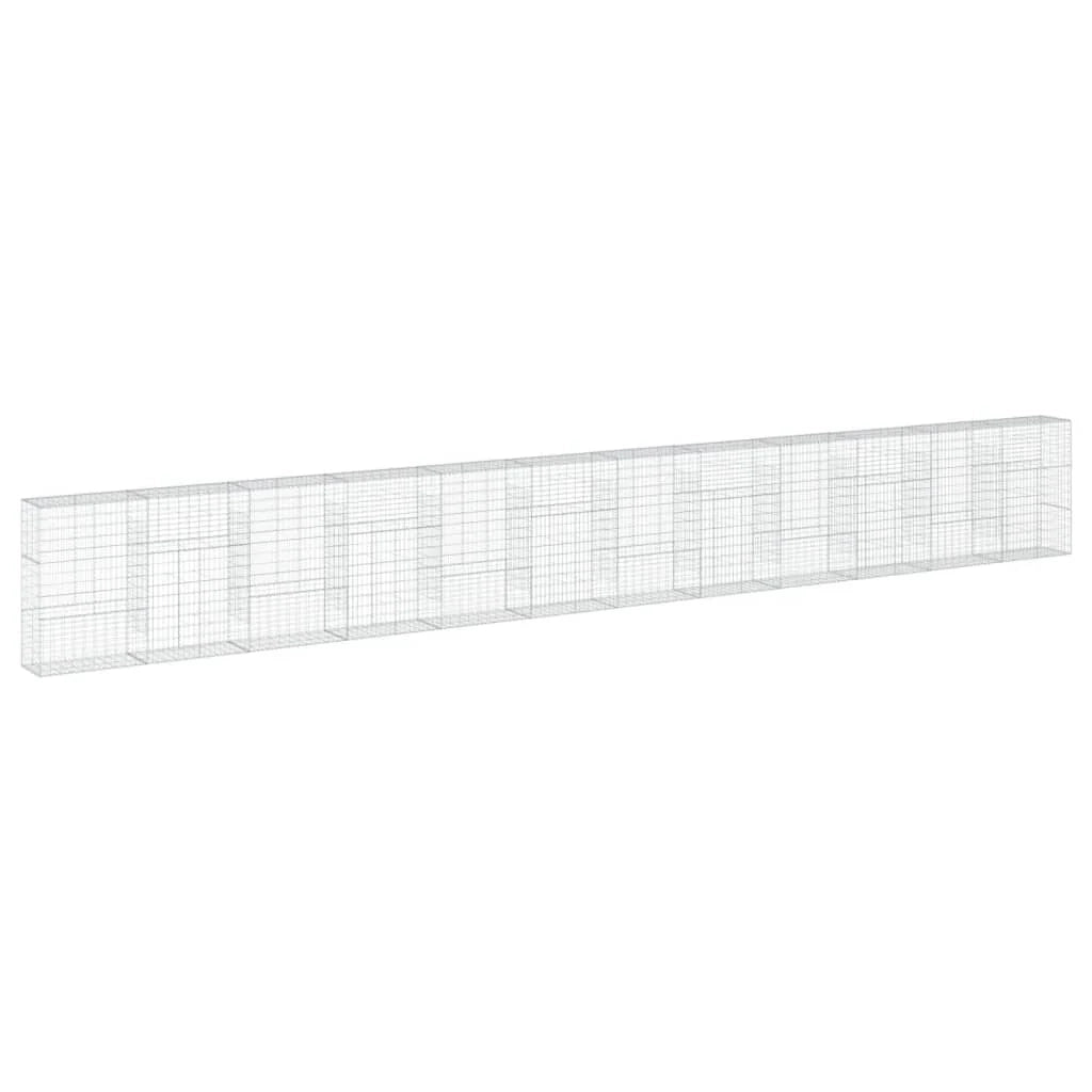 Gabbione recinto a gabbia muro di contenimento con coperchio 1200 x 50 x 150 cm ferro zincato argento 02_0040135