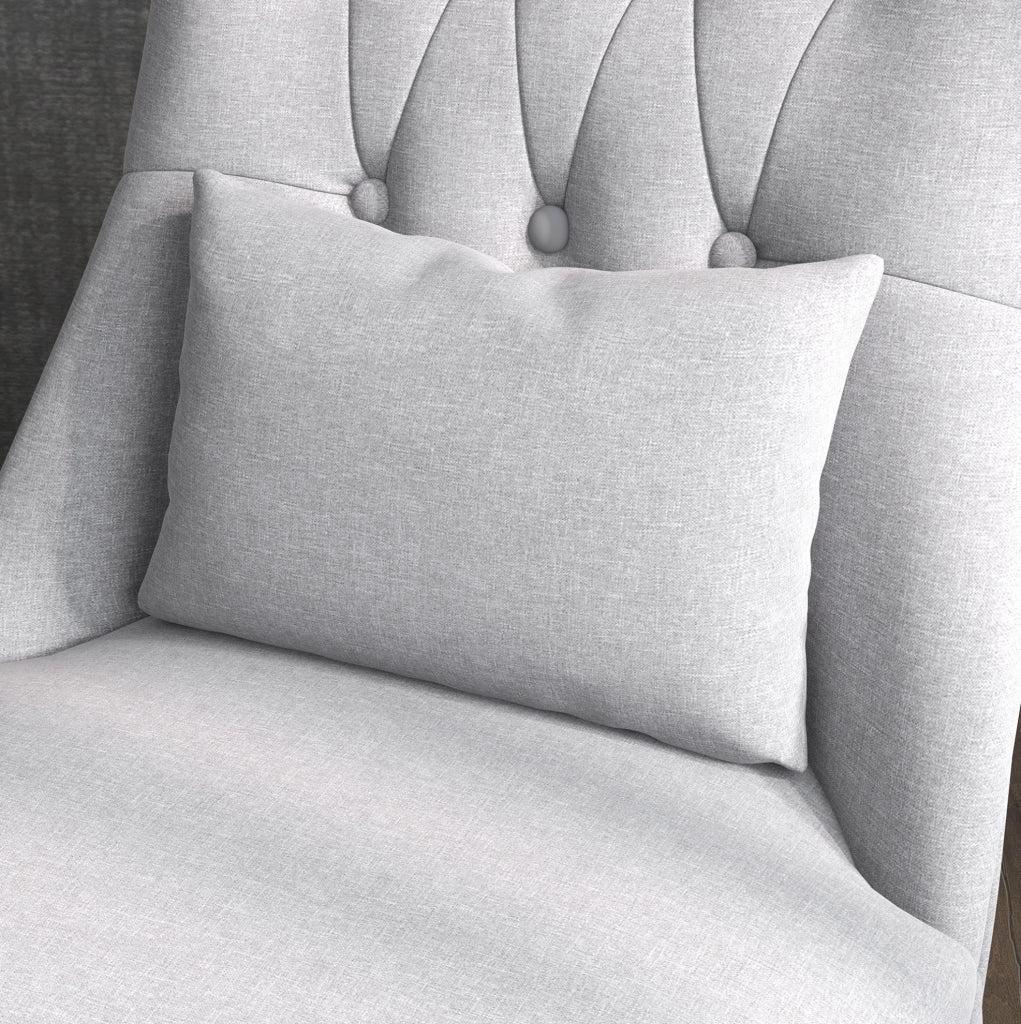 Poltrona relax vintage grigia in lino con cuscino lombare