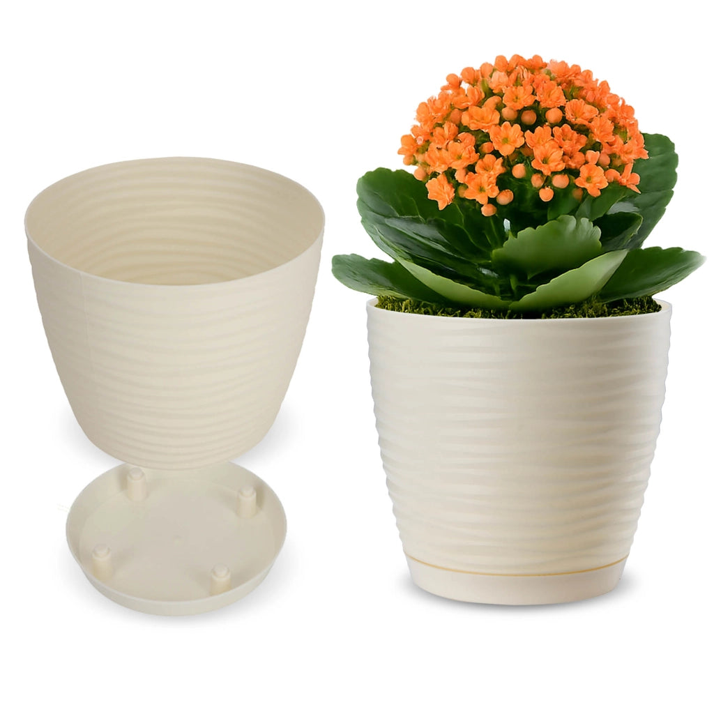 Vaso da fiori KADAX rotondo da 15 cm in plastica color crema