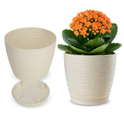 Vaso da fiori KADAX rotondo da 15 cm in plastica color crema