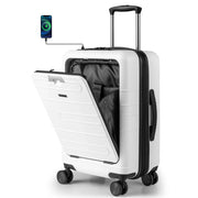 Valigia da cabina espandibile 37 x 25,5 x 56 cm con lucchetto TSA e porta USB design moderno policarbonato bianco 20_0010487