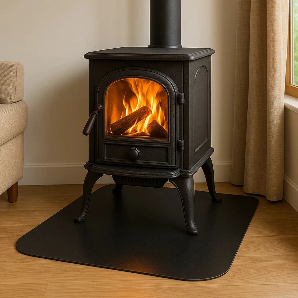 Pedana salva pavimento in lamiera stufa a pellet protezione cenere fuliggine *** misure 700 x 600 mm (quadrata), conf...