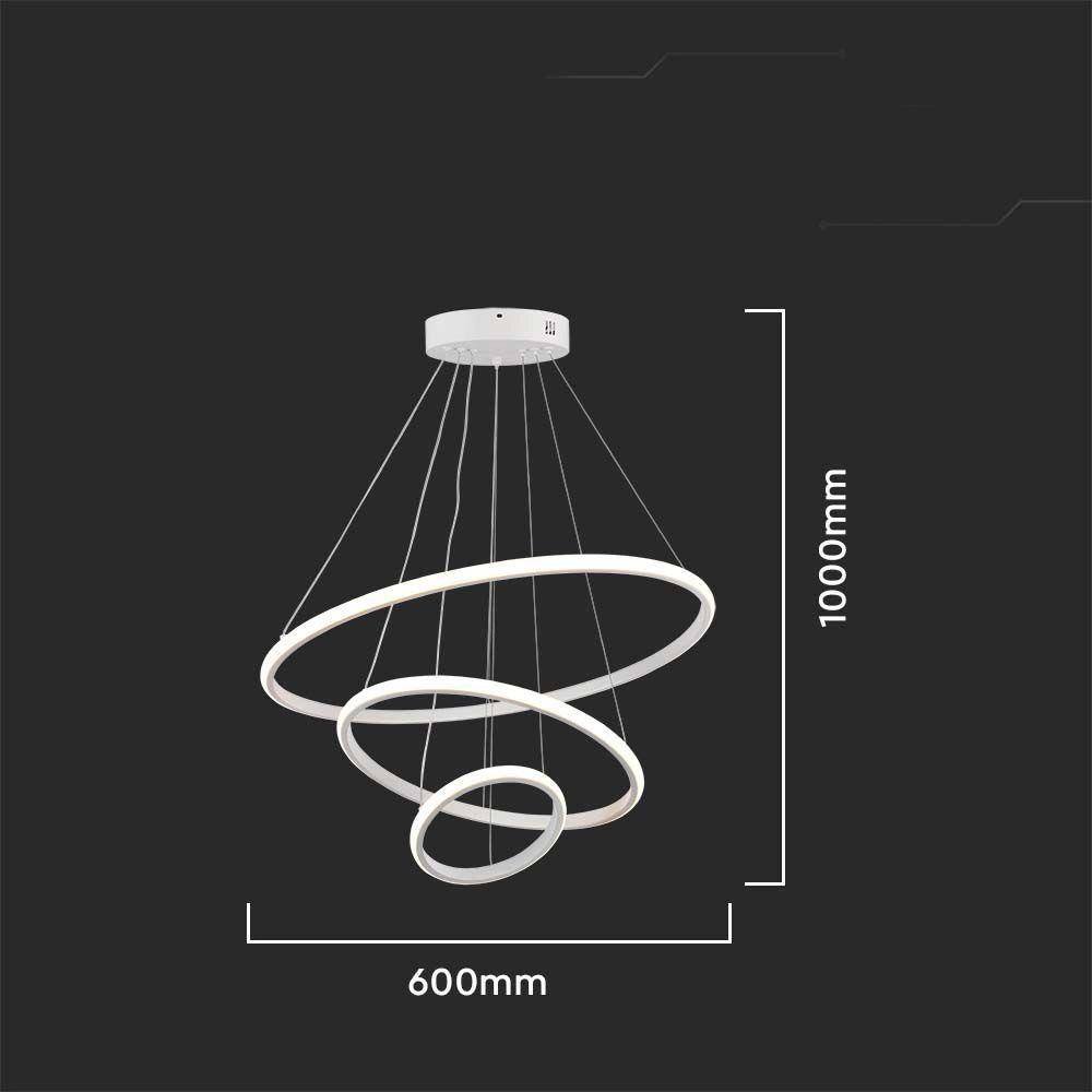 Lampadario LED 3 anelli 3000K bianco V-TAC VT-7816