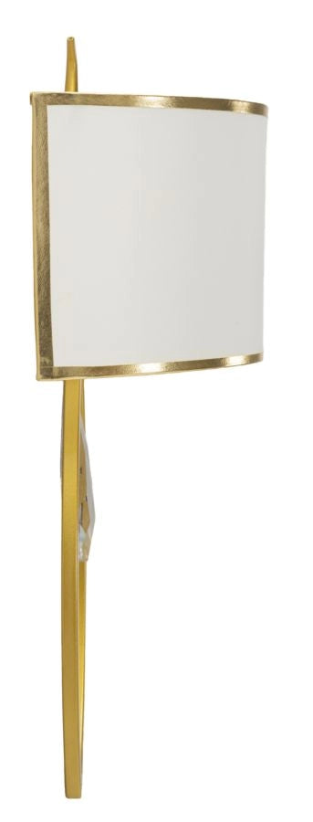 Lampada da Muro Vienna 16x15x50 cm in Ferro e Tessuto Oro e Bianco
