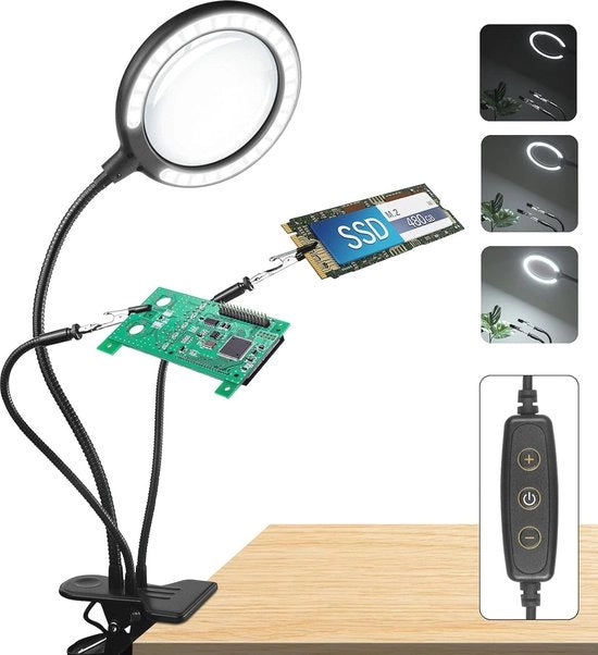 Lampada LED a LED con 3x Zoom e Regolazione di Luce Adattabile per Fai da Te e Hobby