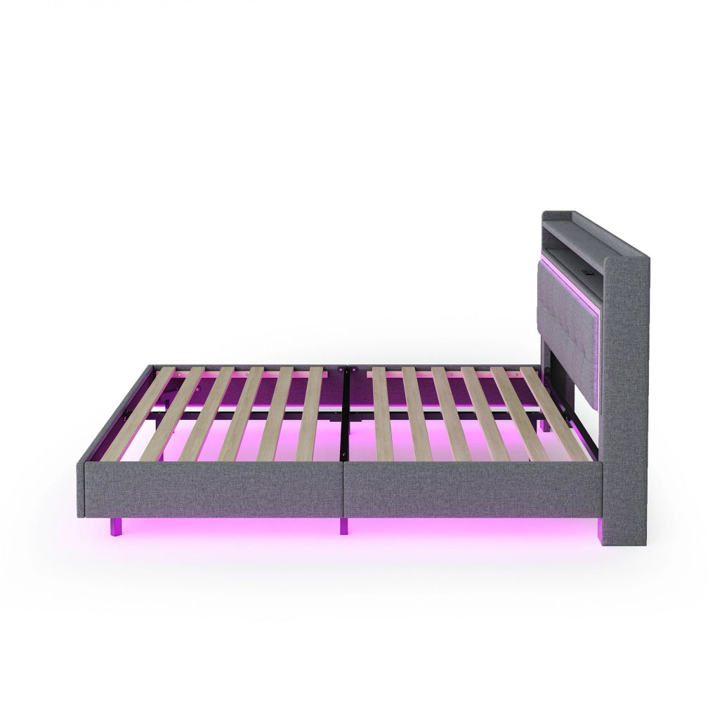 Letto imbottito 140x200 con USB, LED e struttura resistente