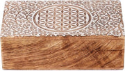 Cassa per gioielli in legno artigianale - design celtico - bianco - multifunzionale - organizzatore di tesori - viaggi - souvenir - custodia per orologi - regali - 20 x 12 cm