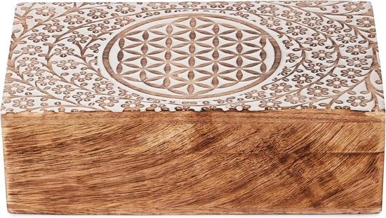 Cassa per gioielli in legno artigianale - design celtico - bianco - multifunzionale - organizzatore di tesori - viaggi - souvenir - custodia per orologi - regali - 20 x 12 cm