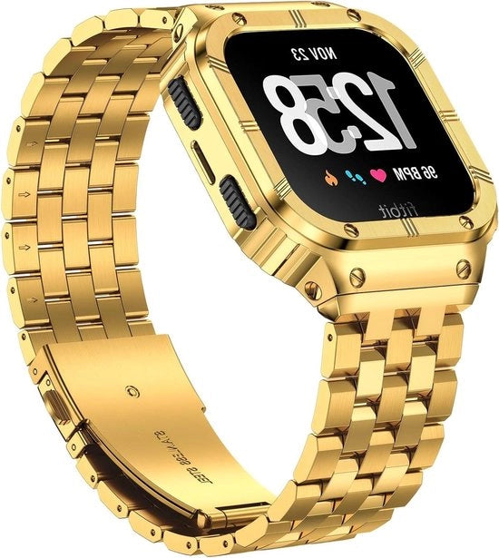 Cinturino in acciaio inossidabile per Fitbit Versa 4-Versa 3-Versa-Versa 2 | Cinturino per uomo con copertura protettiva per Fitbit Sense-Versa Lite-Fitbit Sense 2