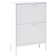 Scarpiera Bianca a 2 Scomparti in MDF bianco con design scanalato bianco
